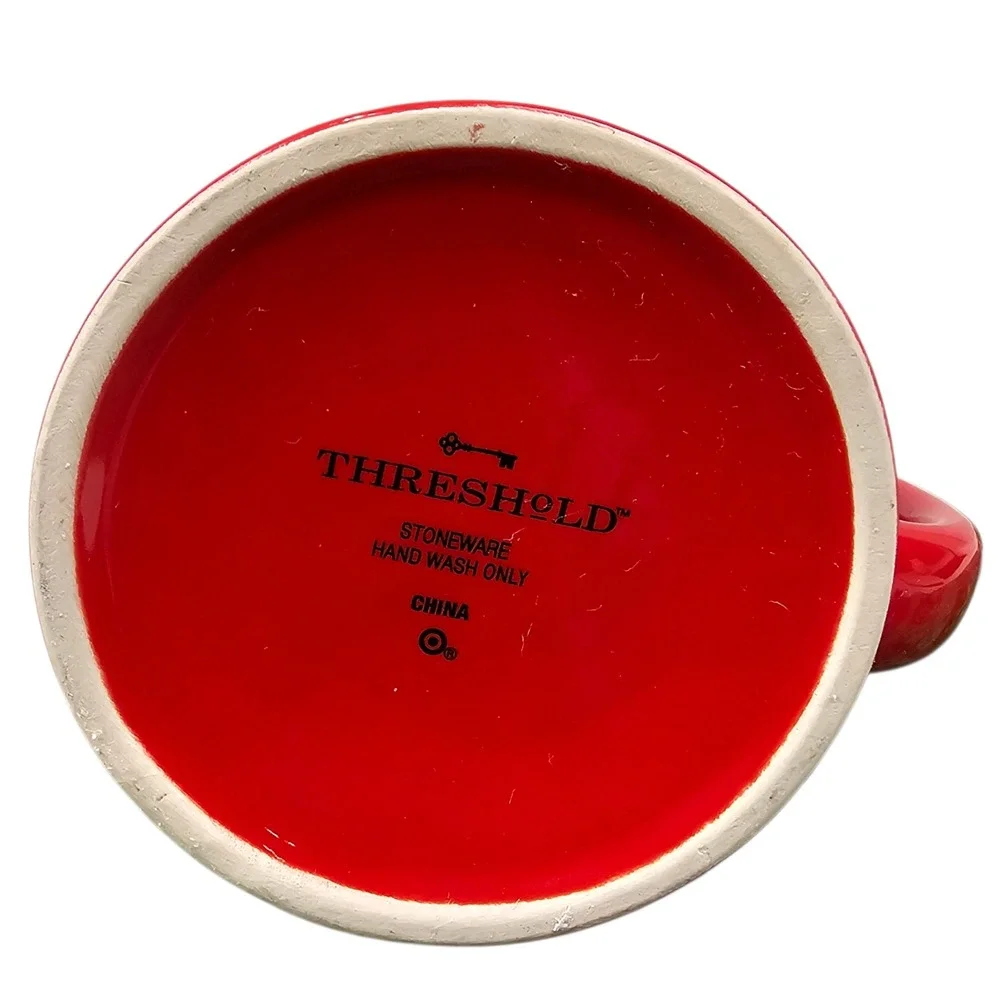 Threshold Red Stoneware Beer Stein with White Moose‎ Head Hinged Lid 9.5 Inch
